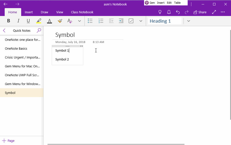 ʹ䌚ˆ Gem Menu for OneNote UWP IPϛ]еķ̖ OneNote for Windows 10 