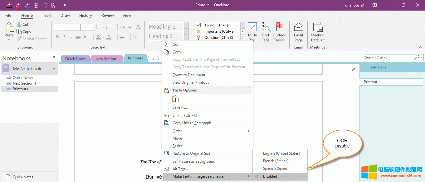 OneNote DƬַR(sh)e OCR
