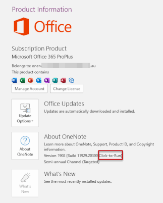 Click-to-Run  OneNote 