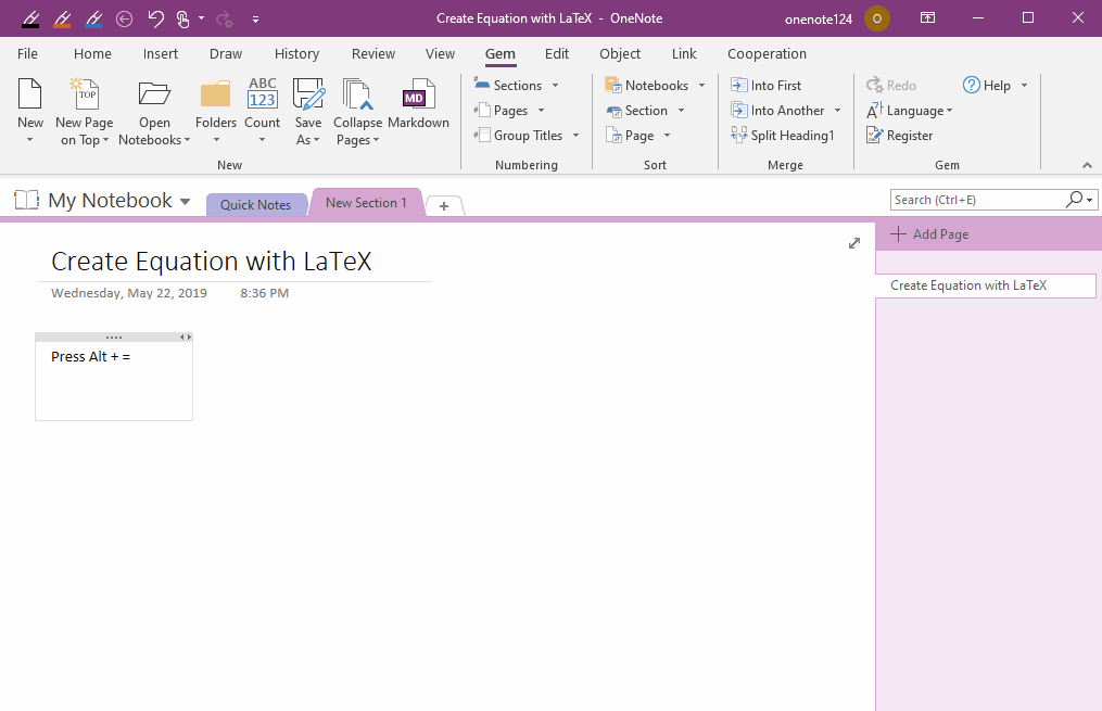  LaTeX 턓 OneNote ԭĔWʽ