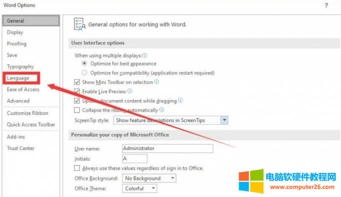 Word Options操作框