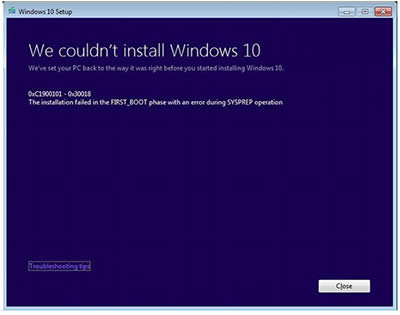 Win10升級(jí)提示C1900101-30018錯(cuò)誤
