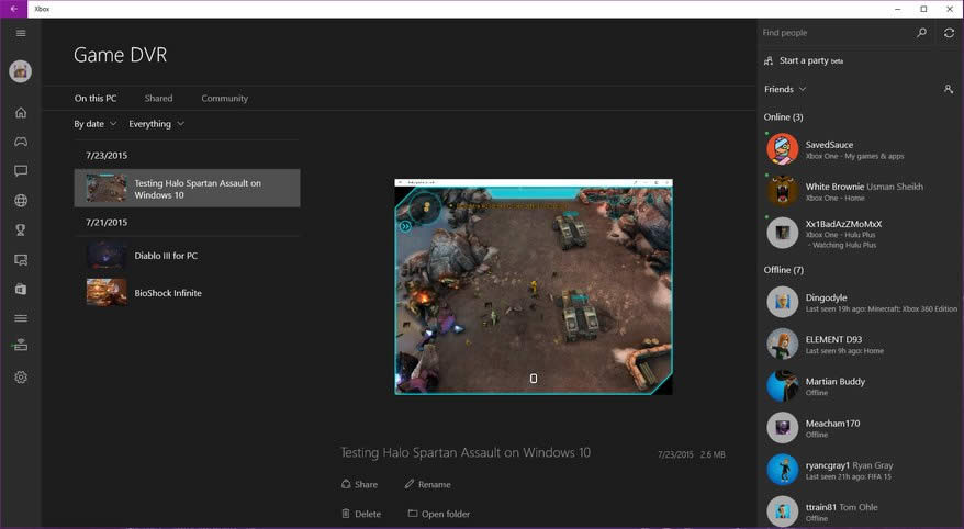 Windows10的Xbox社交網絡