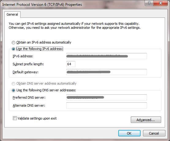 Windows 7下填入已經(jīng)找到的IPv6相關(guān)內(nèi)容