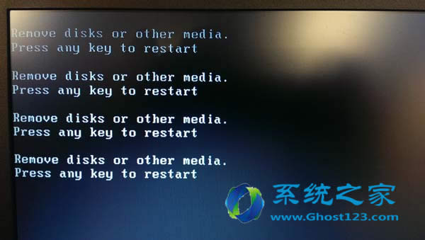 Ghost Win7系統(tǒng)重啟開機(jī)黑屏Remove disks or other media提示