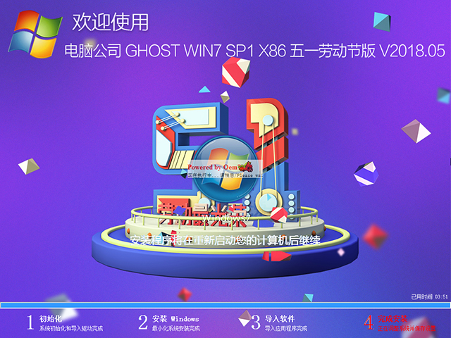 電腦公司 GHOST WIN7 SP1 X86 五一勞動節(jié)版 V2018.05(32位)