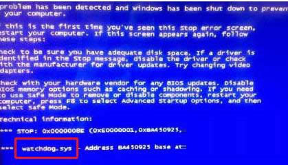 Win7看視頻藍(lán)屏watchdog.sys的原因及處理方法